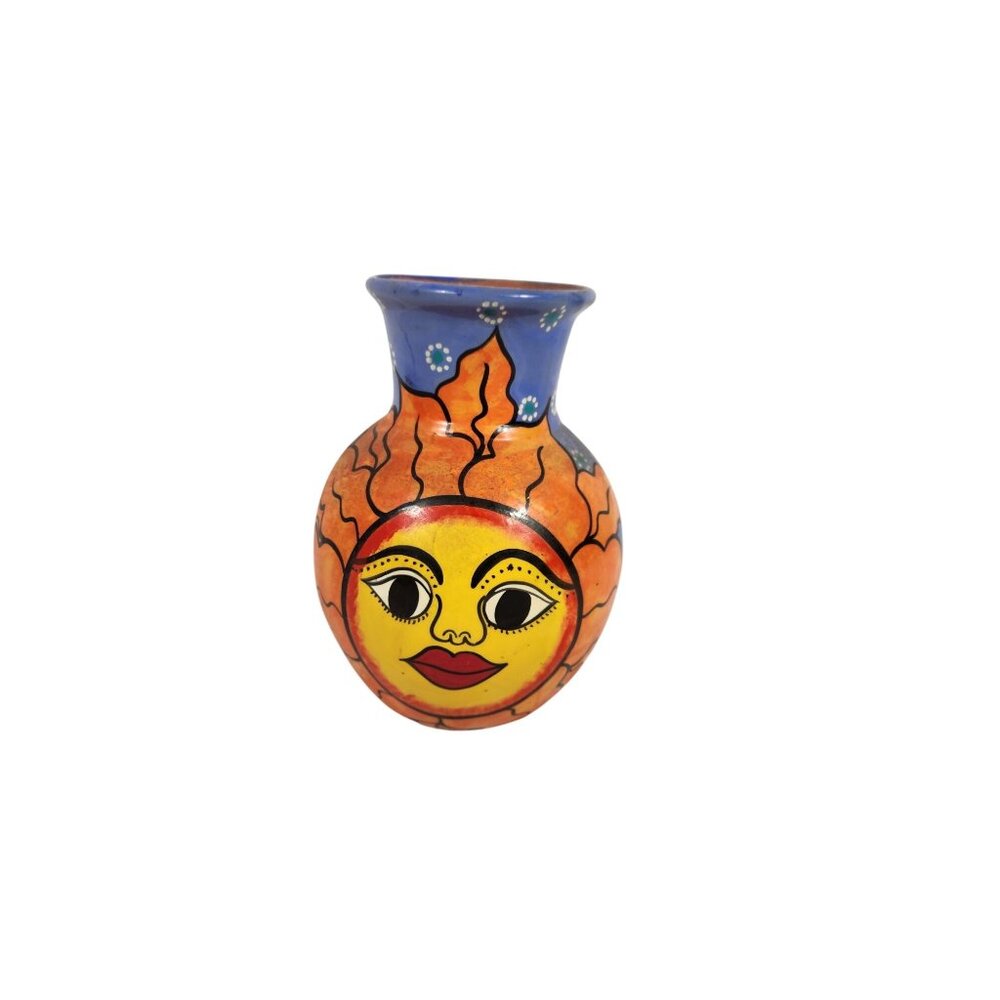 Talavero Mexico Sun Vase Pottery Vintage 8 x 6 Handmade